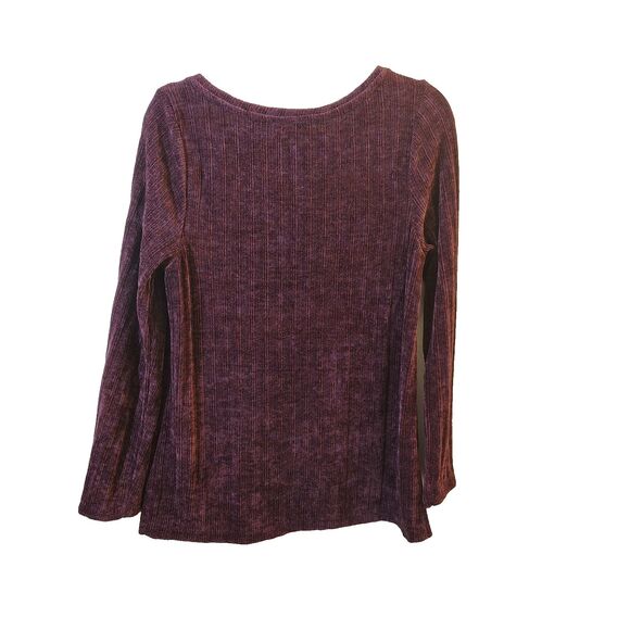 Dana Buchman Ribbed Knit Tunic Sweater Size Large Maroon Long Sleeve Top - Picture 3 of 8